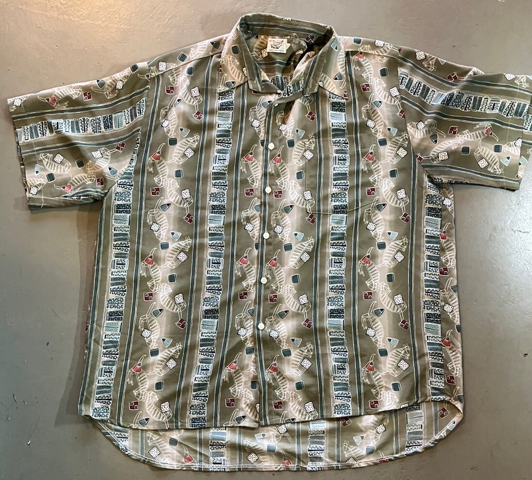 Men's Vintage Button Up Shirt Kangaroo Print Australia XL Extra