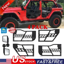 For 2007-2018 Jeep Wrangler JK 4 Door Half Tube Tubular Doors W/Side View Mirror