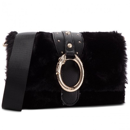 BORSA LIU JO TRACOLLA DARSENA N68040 POCHETTE PELLICCIA FUR BAG NERO BIANCO  SOIA | eBay