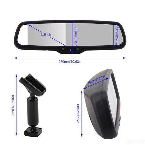 4.3" Car Rear View Mirror Monitor Bracket 4 PIN White Dome Rear View Camera Kit - Picture 11 of 12