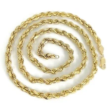 Long Solid Rope Chain Necklace 10K Yellow Gold, 26 Inches, 5.5 mm, 55.45 Grams