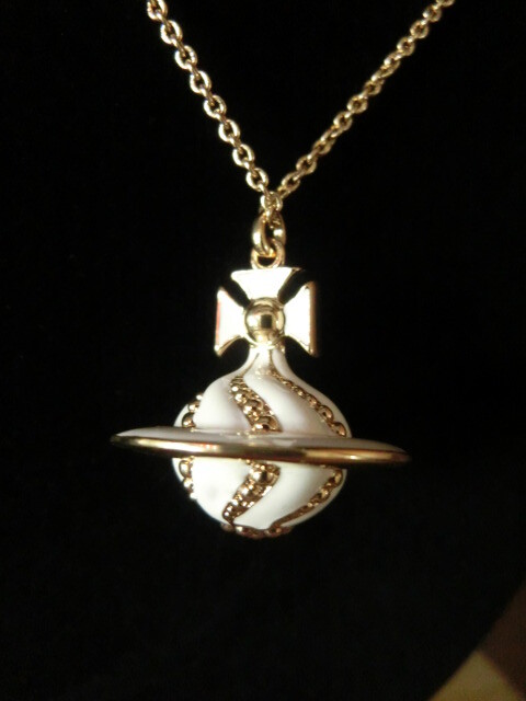 Vivienne Westwood Genuine White Ceramic & Gold Tiny Orb Pendant