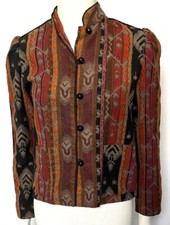 Jacket Carole Little For Saint Tropez West Coat 8 Southwestern Aztec Cotton VTG