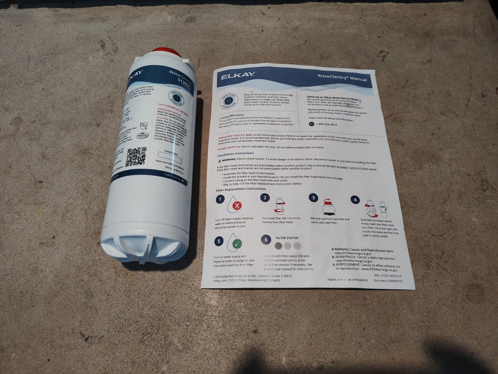 Elkay Water Sentry Plus 51300C Filter Replacement For EWF3000 Water