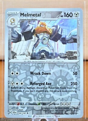 pokemon cards new braunfels Pokémon TCG: Melmetal - 104/142 - Reverse Holo - Stellar Crown - NM 23kt Gold Plated Pokémon Trading