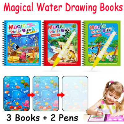 Libro Mágico De Agua Reutilizable | Mundo Marino | Pinta Sin Pintura Con Rotulador De Agua | Juguete Educativo Para Niños +3 Años