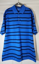 Nike Mens Polo Shirt Large Blue Stripe Golf Dri Fit Casual Short Sleeve Pullover