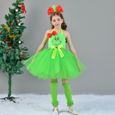 Cosplay Christmas Grinch Kids Dress Headband Halloween Girls