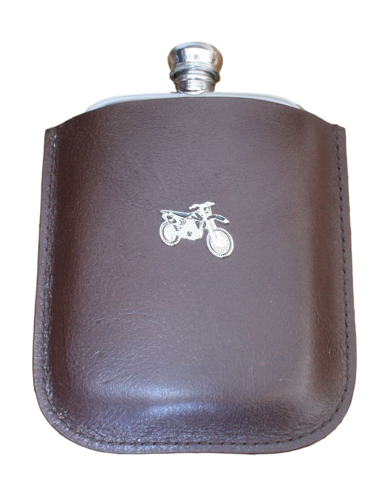 Scrambler Pewter 4 Oz Hip Flask Brown Leather Pouch Personalised 545 Najniższa cena wyzwanie