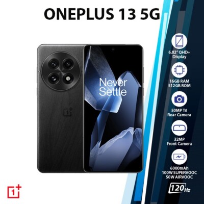 OnePlus 13 5G Global Ver. Android Cell Phone (Black/16GB+512GB/Dual SIM)