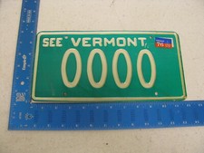 1972 72 1976 76 VERMONT VT LICENSE PLATE TAG SAMPLE 0000 (KC)