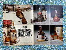 Vintage 1981 Wild Turkey Bourbon Thanksgiving Print Ad 2 Pages RARE
