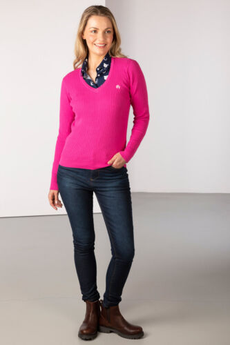 Rydale Ladies Ribbed Jumper Womens V Neck Rib Knit Sweater Pullover 10 Colours - Picture 28 of 71