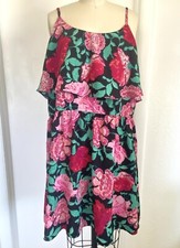 Elle Dress Womens Size XL Floral Flutter Summer Sun Dress NWOT