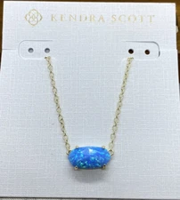 Kendra Scott Ever Pendant Necklace Ocean Blue Kyocera Opal Gold Tone Custom