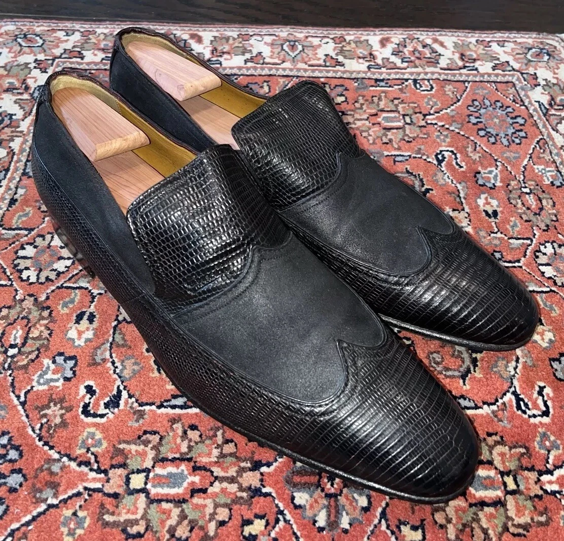 Chaussures homme noir Gucci lézard exotique daim pointure 11,5D fabriquées en ITALIE PRIX DE DÉTAIL SUGGÉRÉ PAR LE FABRICANT : 1150