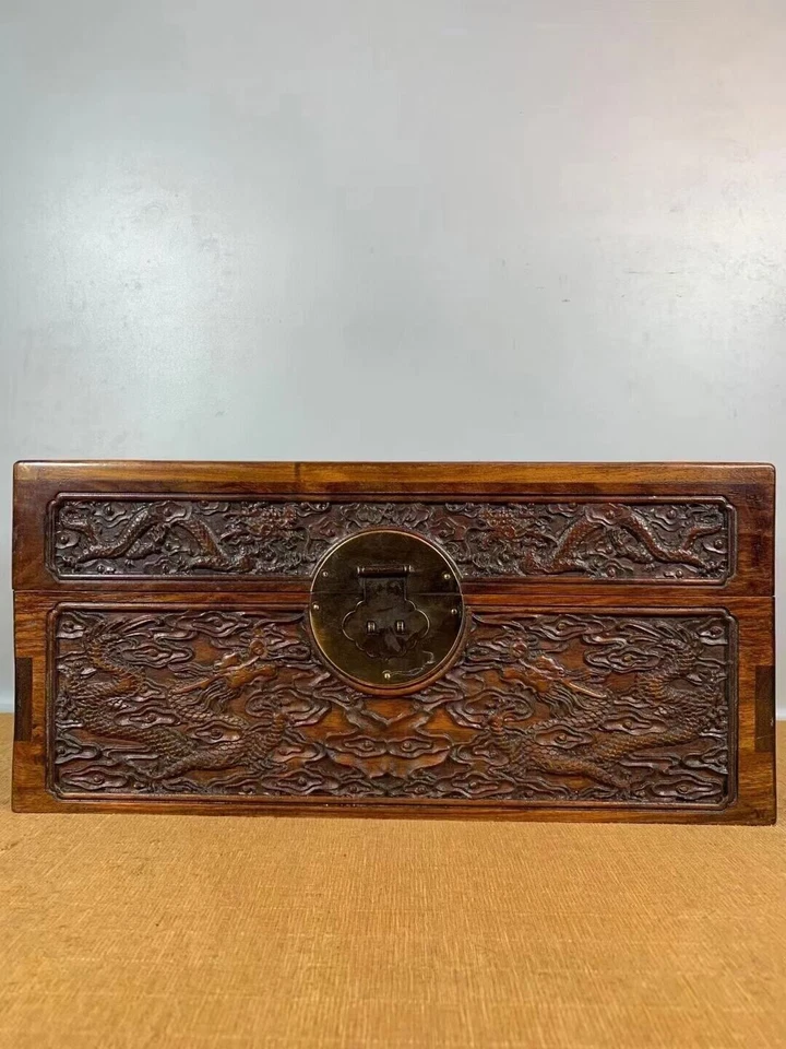 15.8'' China old Wood Box natural Rosewood Jewelry Box Storage Box animal - Image 3 of 4