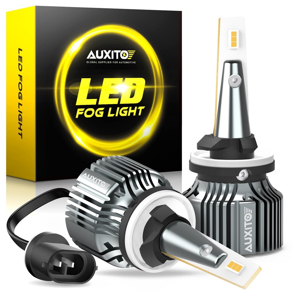 Pair Of 880/881/899 LED Fog Light Bulbs - Golden Yellow 3000K, 60W, 6000LM, 12V DC