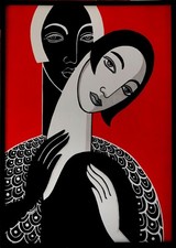 Acrylbild   - ART DECO  "Feine Damen " 50 x 70 cm handgemalt