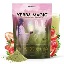 Yerba Magic Instant Tea Powr 3-in-1 Super Drink Strawberry -Probiotic Bev QXV.