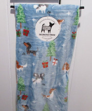 Berkshire Doggie Drawings Plush Throw Blanket 50 X 70 Small Dogs Christmas NWT
