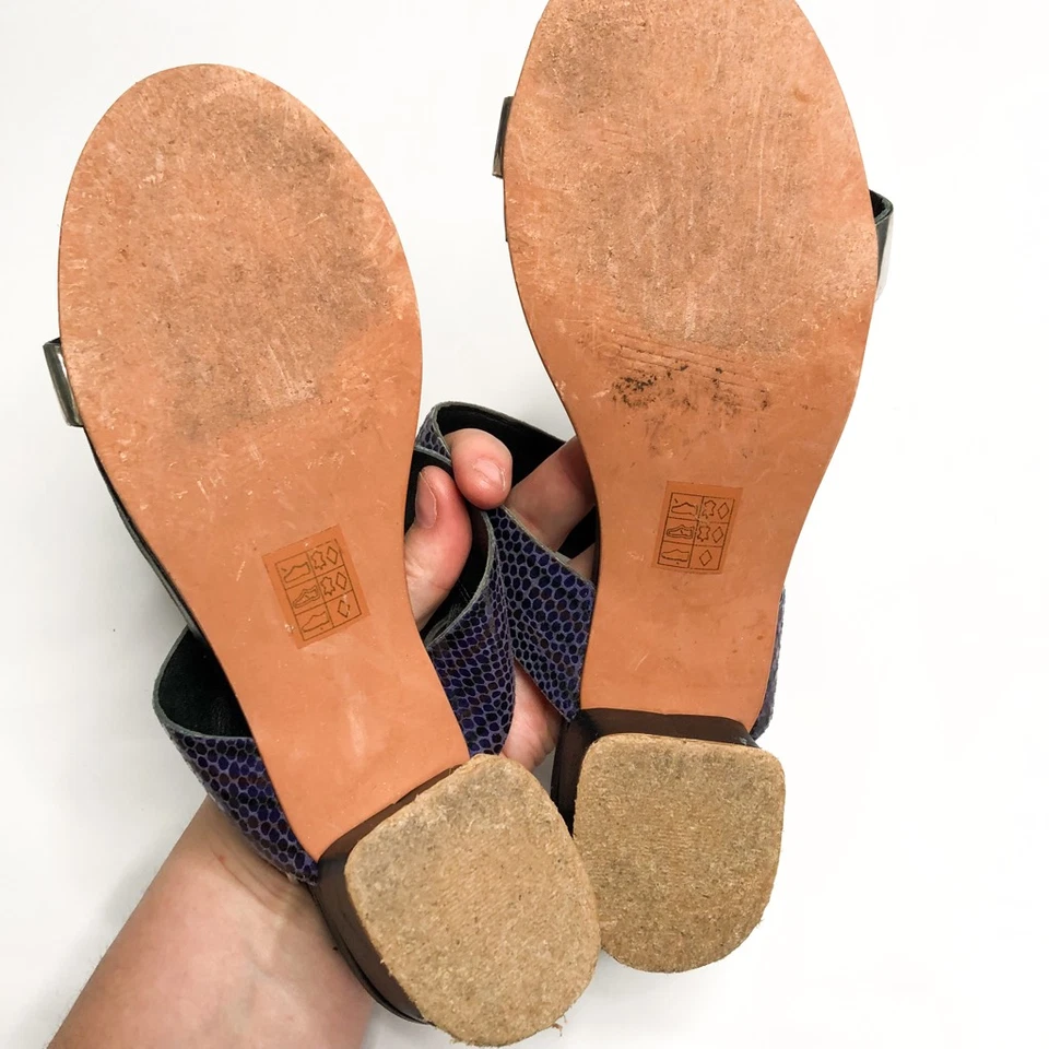 Callisto 女式凉鞋粗跟黑色扣蛇皮露背扣 8 — 第 4/4 张图片