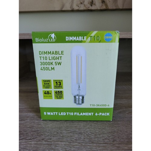 6 Pack Bioluz LED 94 CRI T10 LED Bulb 40W Dimmable Filament Lights Bulbs - Picture 6 of 10