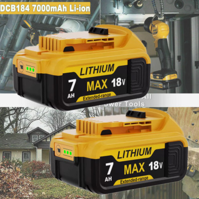2Pack Für DeWalt DCB184 Akku 18V XR Li-Ion Batterie 7.0Ah DCB182 DCB205-2 DCB200