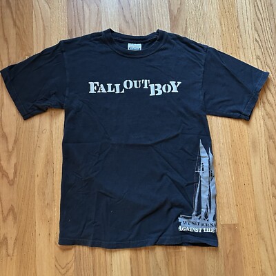 Vintage Fall Out Boy  We Set Our Sails Against The Wind  Black Merch Shirt