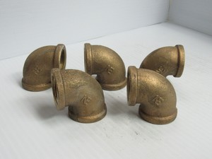 NEW-LOT-OF-5-NE-90-BRASS-ELBOW-3-4-034-NPT-THREADED