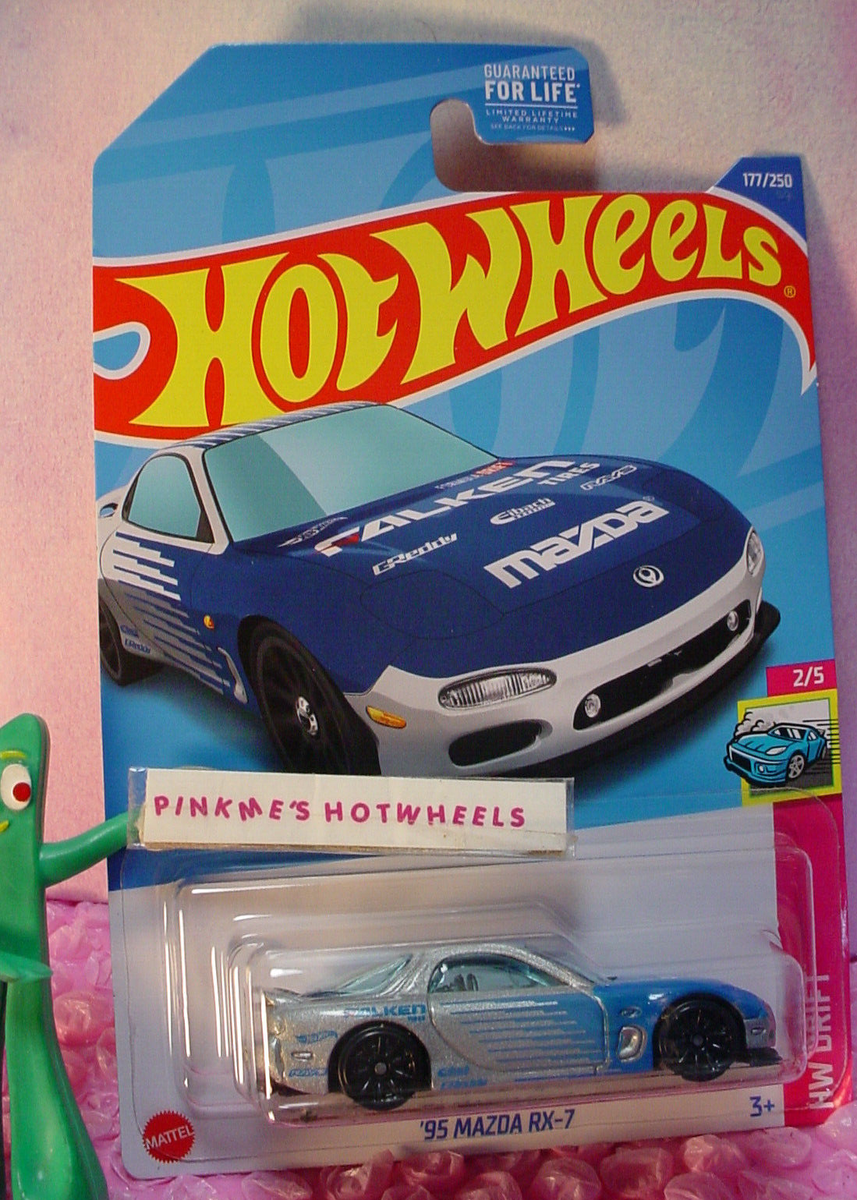 '95 マツダ rx-7 ドリフトカー-スペクトラフレームブルー-nib 2022 Hot Wheels '95 MAZDA RX-7 #177 ☮ silver;blue; FALKEN