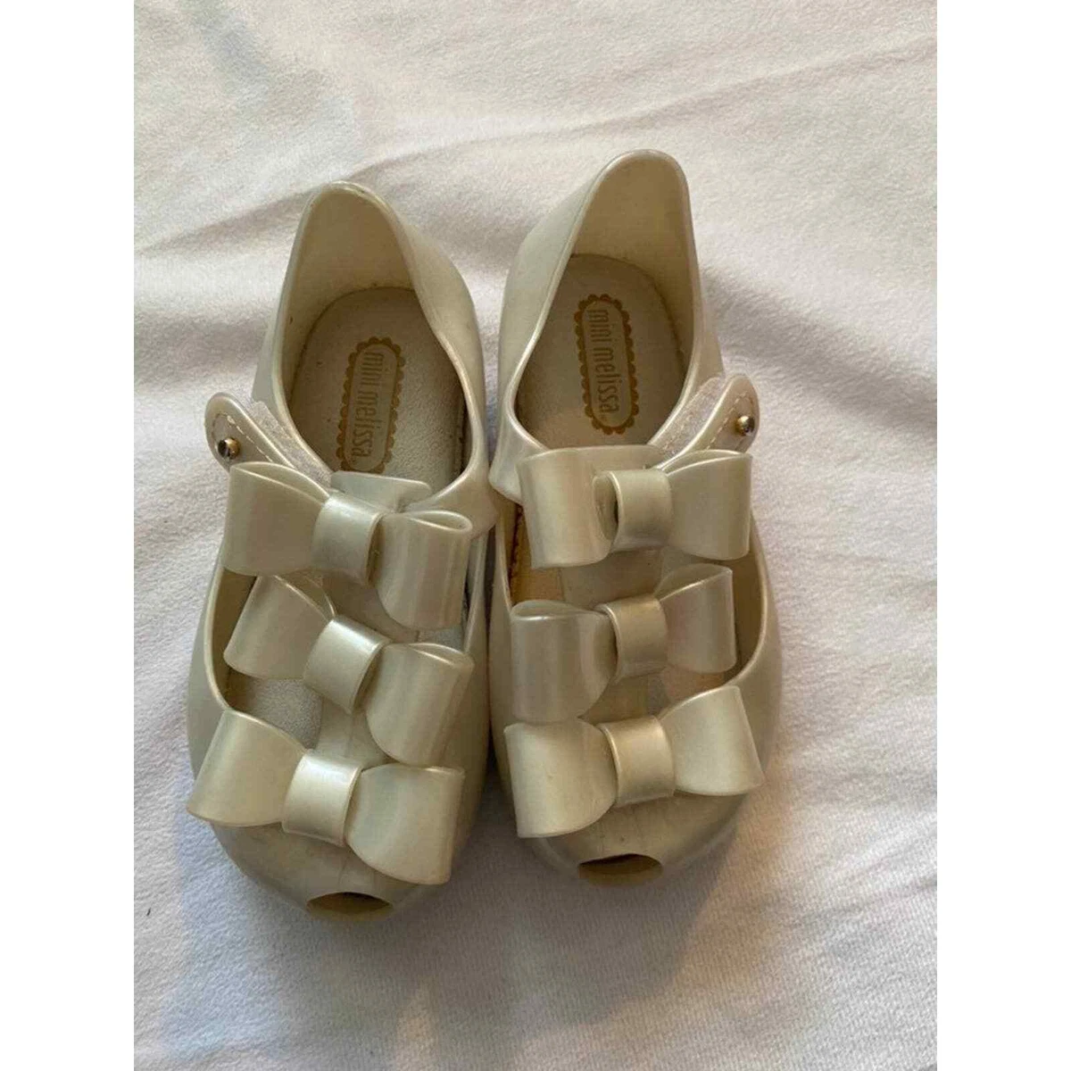 Mini Melissa ultra girl triple bow metallic shimmer shoes 7 gold