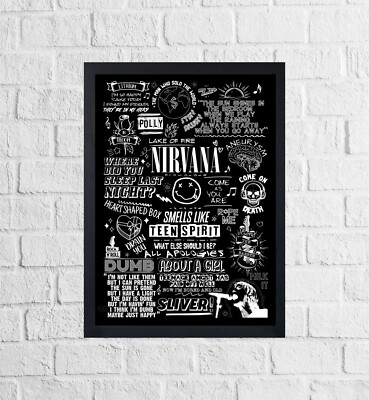 Nirvana Doodle Lyric Poster Print Sketch Art Wall Music Song Gift