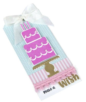 Cake Make a Wish Sizzix Clear Stamp & Framelits Die Set 662802 NEW!