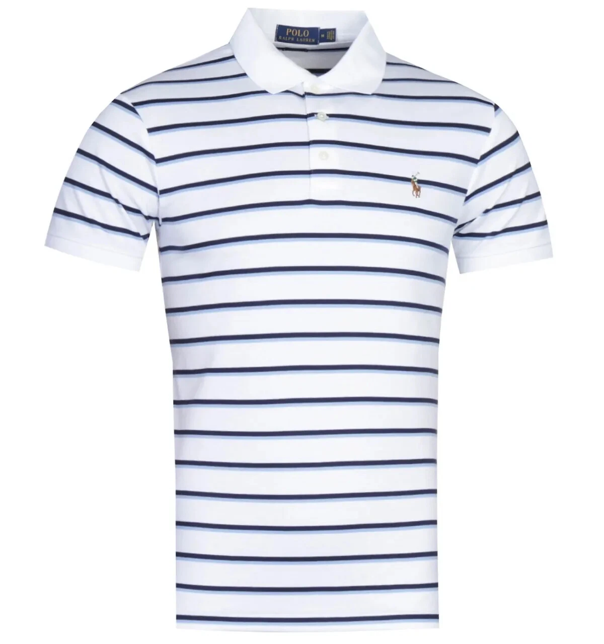 Polo Ralph Lauren Men’s Stripe Interlock Custom Slim Fit S/S Polo Shirt