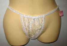 MICHELE LAURENT -NWOT - LARGE -  VICTORIAN G STRING THONG WHITE LACE PANTY