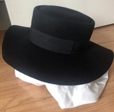 Auth New Agnes B France Black Wool Felt Hat Japan Sz 58