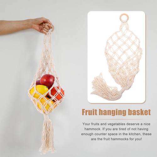 Wall Baskets Banana Hammock Fruit Macrame Veggie Holder Under Cabinet Fruit Net - Picture 8 of 12