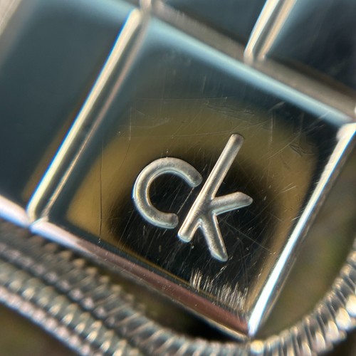 Collar Cadena Serpiente Colgante Rejilla Geométrica Tono Plata Calvin Klein Firmado 71cm - Imagen 11 de 14