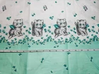Antique Vintage Cotton Fabric 1940s SWEET Kitties Cats Border Print 35w 2.9yds