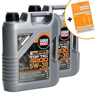 10L LIQUI MOLY 3707 TOP TEC 4200 5W30 Motoröl NEW GEN VW 504.00 507.00 BMW LL-04 - Bild 1 von 3