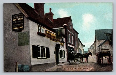 POSTKARTE - COBHAM - DIE LEDERFLASCHE - SURREY - PFERD & WAGEN - UNBESPIELT