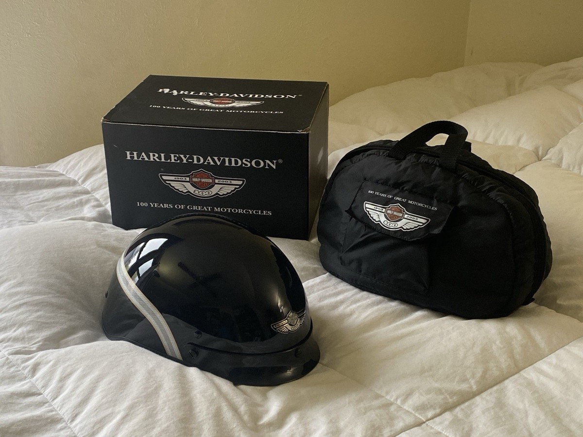 Harley Davidson 100th Anniversary Black Half Helmet Size  display picture 2