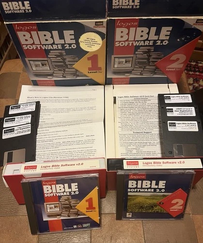 Vintage Complete Logos Level 1 &2 Bible Software 2.0 1995 CD-ROM Word Library