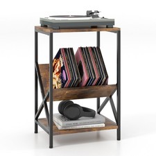 3-Tier Record Player Stand Record Holder Shelf Display Shelf Bedroom End Table