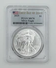 2025 $1 American Silver Eagle PCGS MS70 First Day of Issue