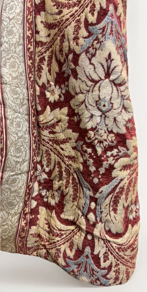 Croscill Arden Burgundy Gold Blue Floral Jacquard Comforter Queen Elegant Trim - Image 3 of 4
