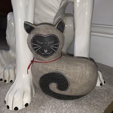 DORA DESIGNS Skittles CAT DOORSTOP Heavy Fabric Grey/Black Weighted 7" Door Stop