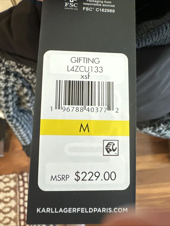 Chaqueta acolchada con capucha pata de gallo para mujer KARL LAGERFELD PARIS, talla M Foto 2 de 4