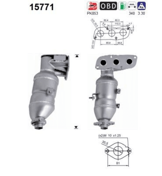 Katalysator FüR CitroËN Peugeot Toyota C1 107 Aygo Kasten/SchräGheck-image